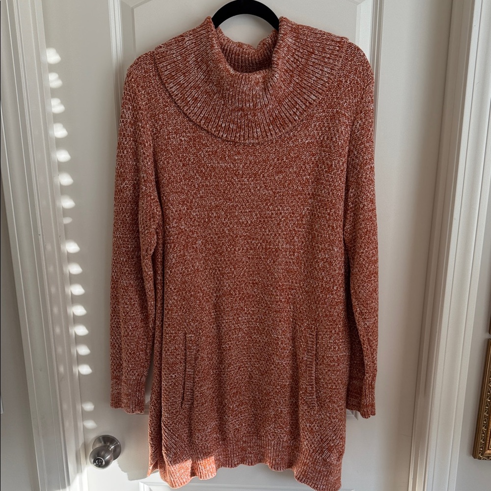 Duluth Trading Co Rust Cowl Neck Sweater